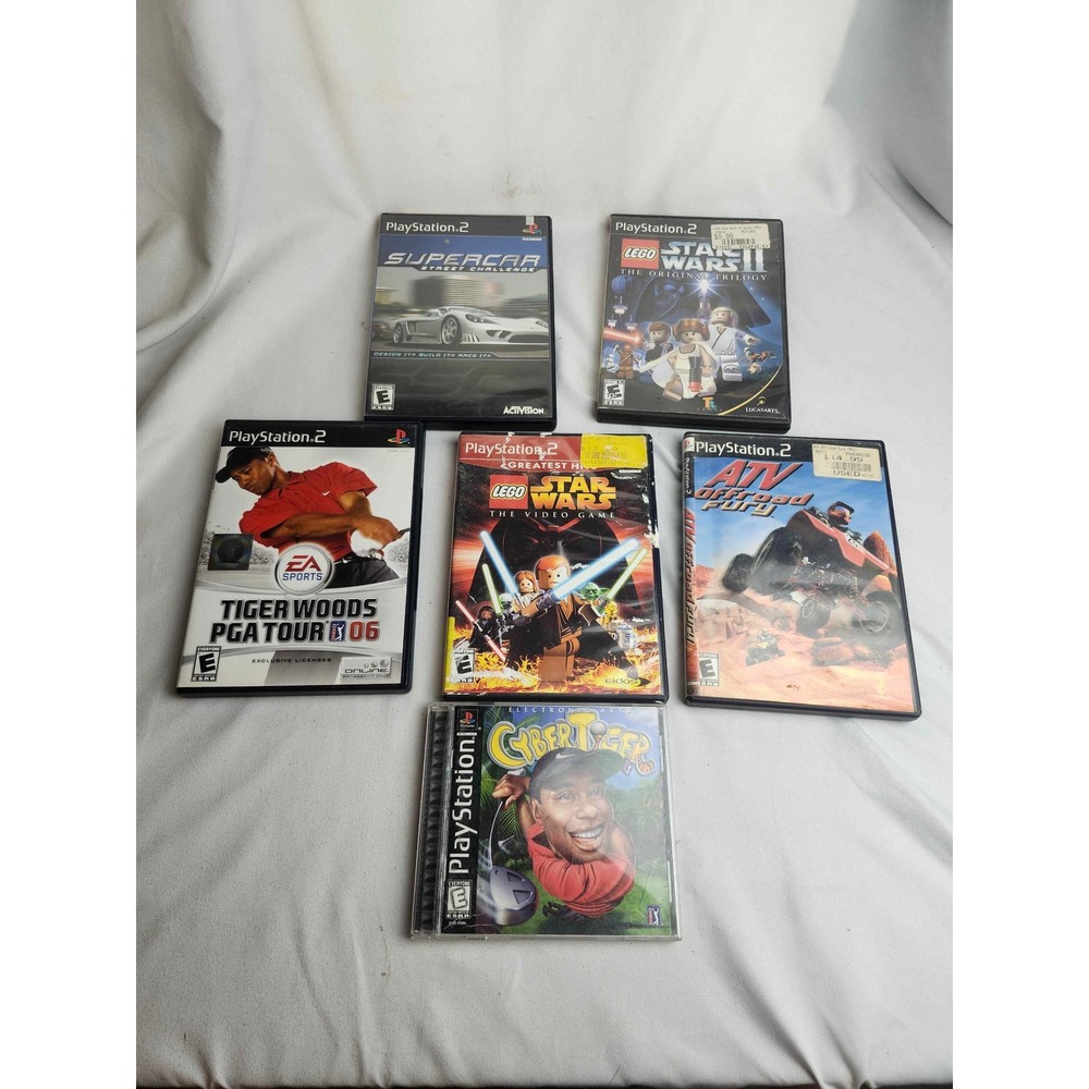 PS2 PS1 Game Lot Lego Star Wars I II Tiger Woods 06 ATV Offroad Fury CyberTiger